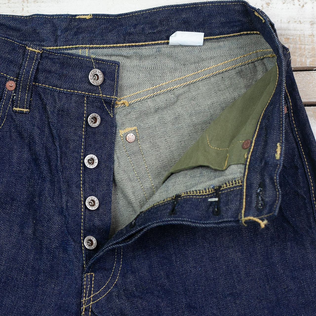 BR43041 WWII Blue Denim Waist Overalls Indigo