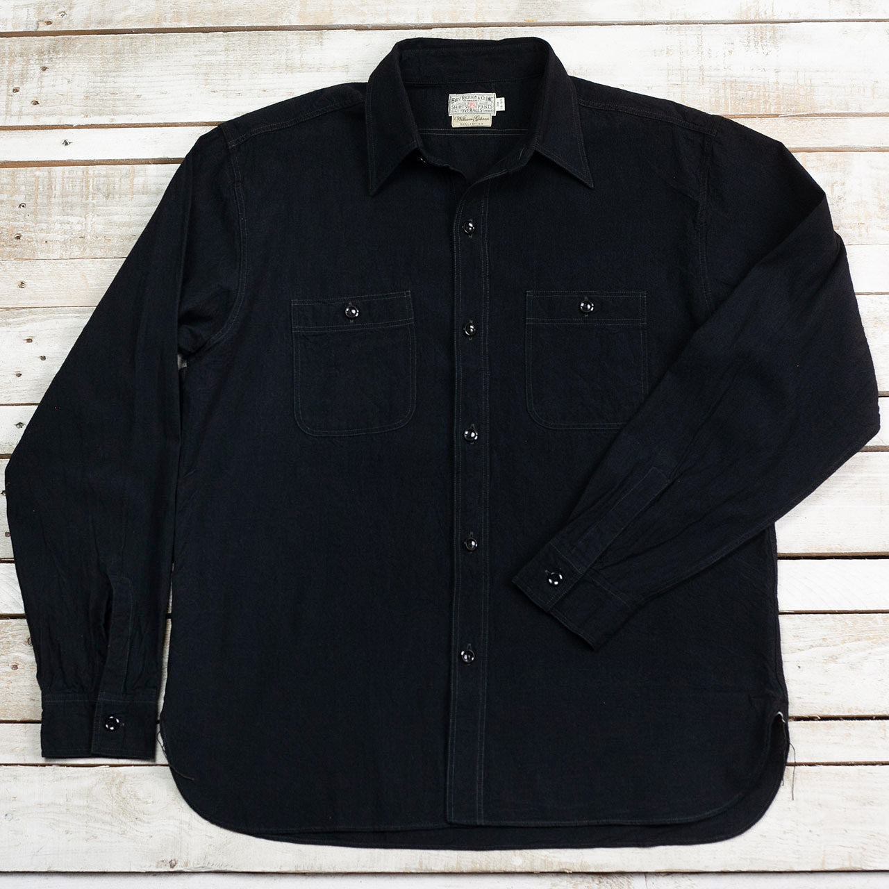 William Gibson Chambray Work Shirt Schwarz