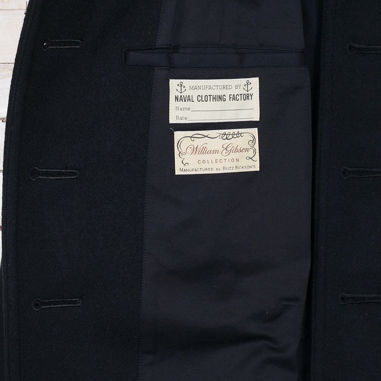 William Gibson US Navy Pea Coat Schwarz