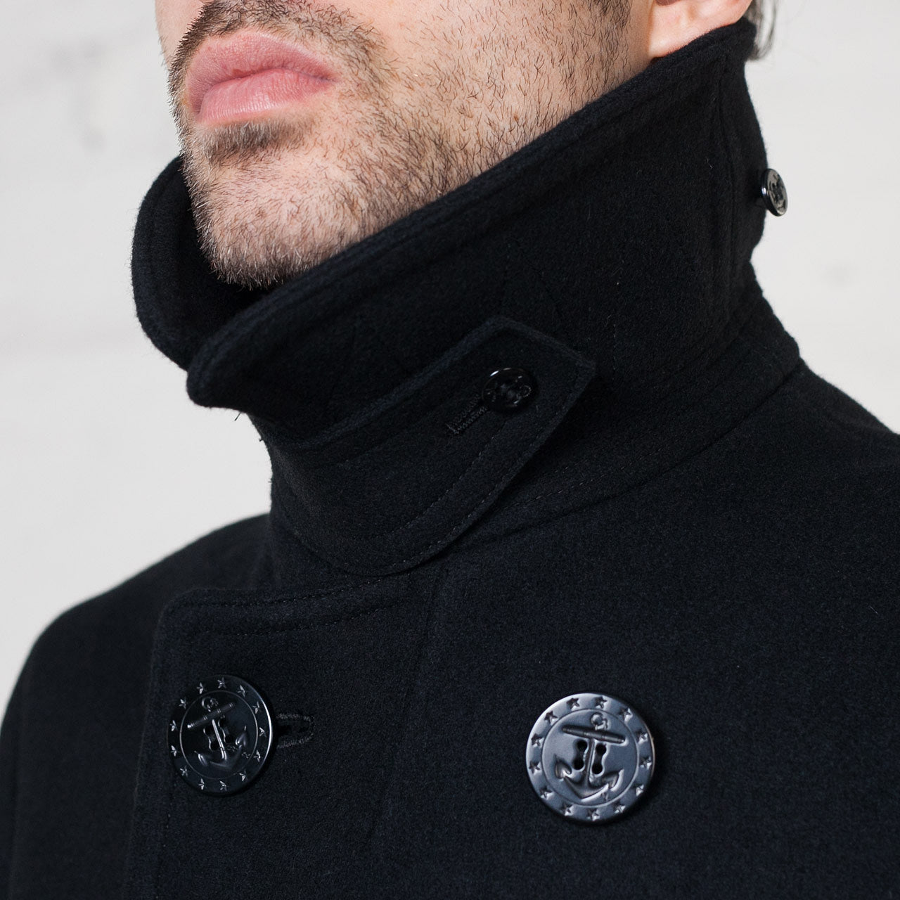 William Gibson US Navy Pea Coat Schwarz