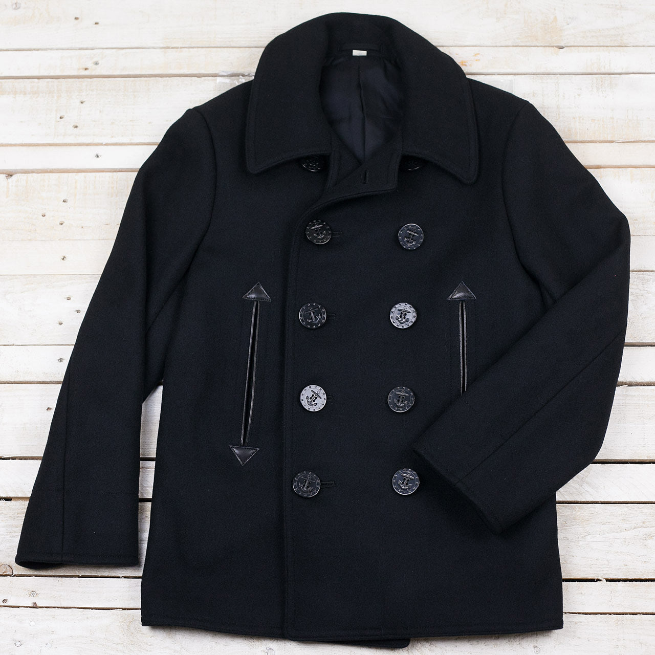 William Gibson US Navy Pea Coat Schwarz