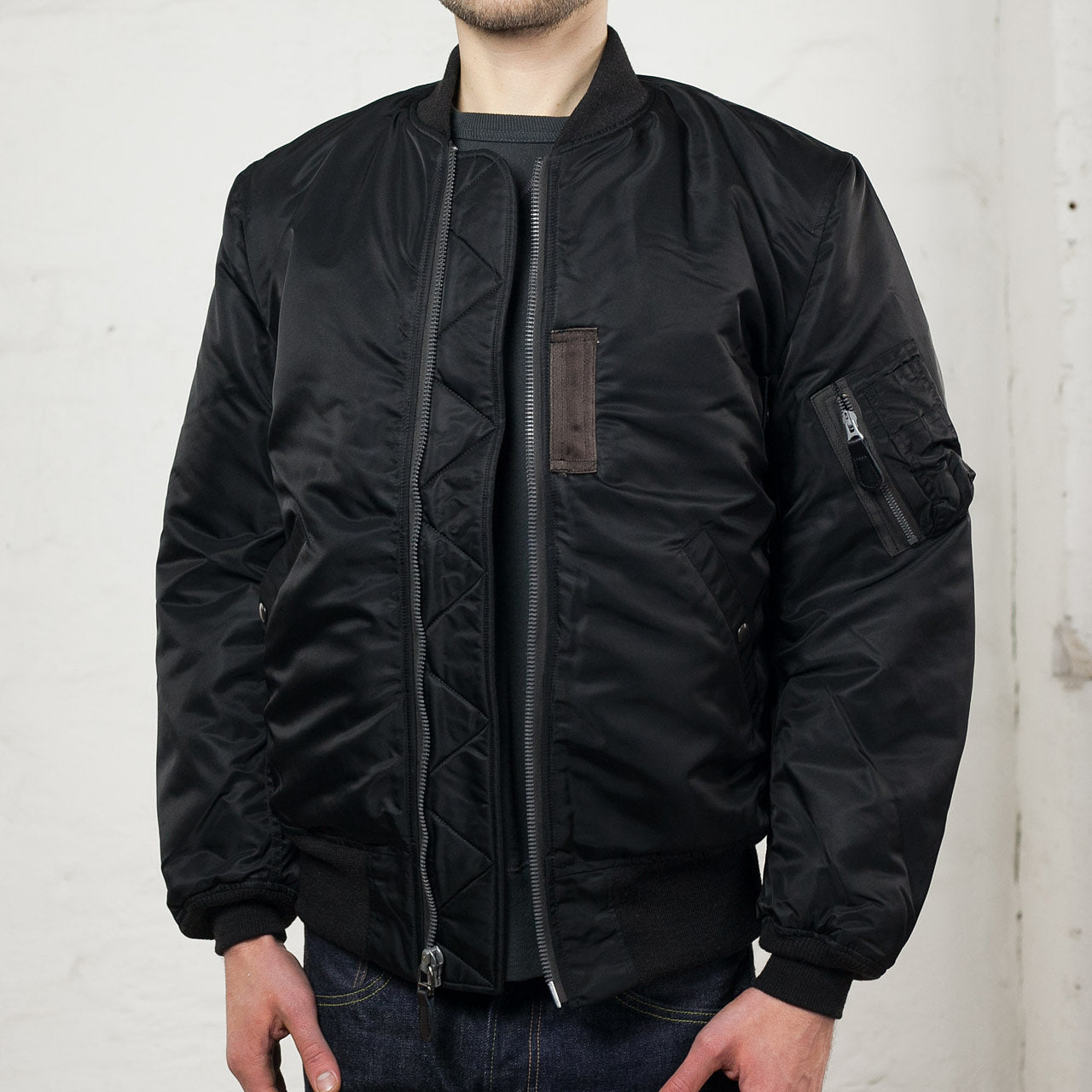 William Gibson MA-1 Jacket Slender Long Schwarz