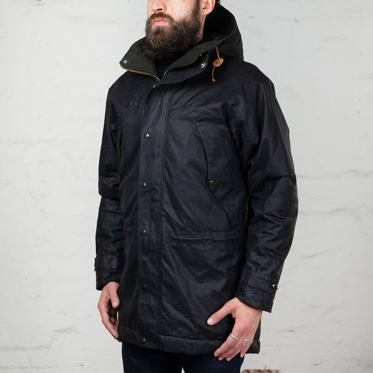 Long Mountain Jacket Black Waxed