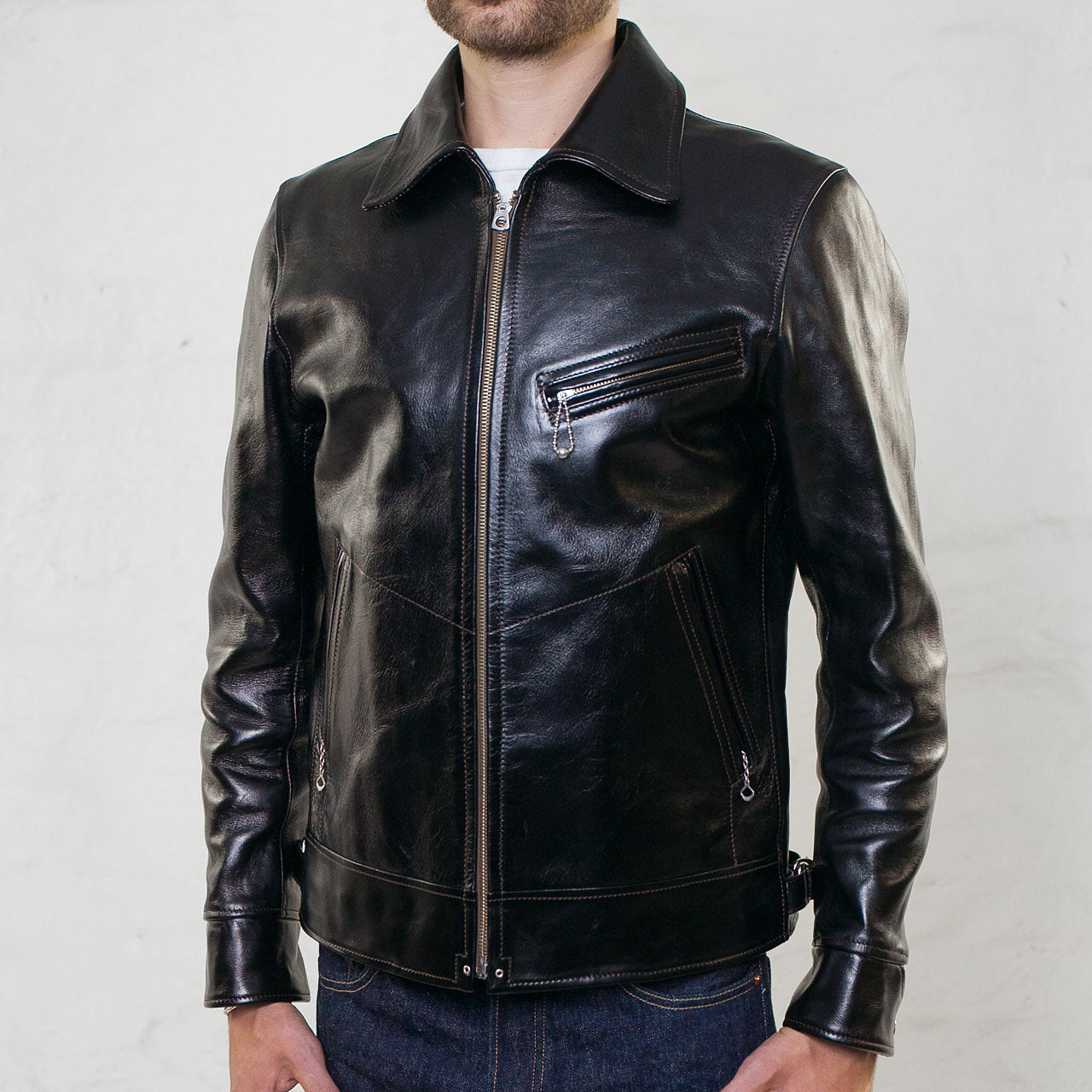 Pferdelederjacke „Hugging The Curve“ Schwarz