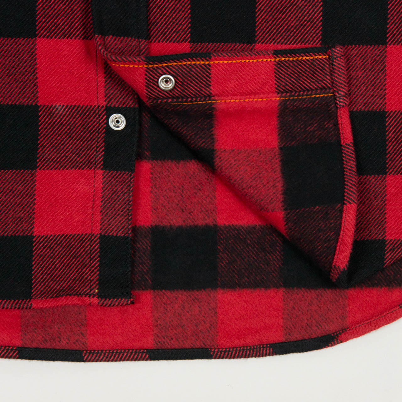 IHSH-232 Heavy Flannel Buffalo Check Western Shirt Red
