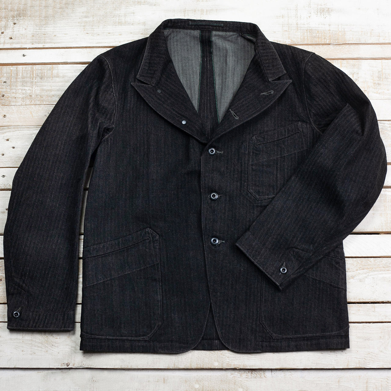 Peak Lapel Lounge Jacket Denim Schwarz