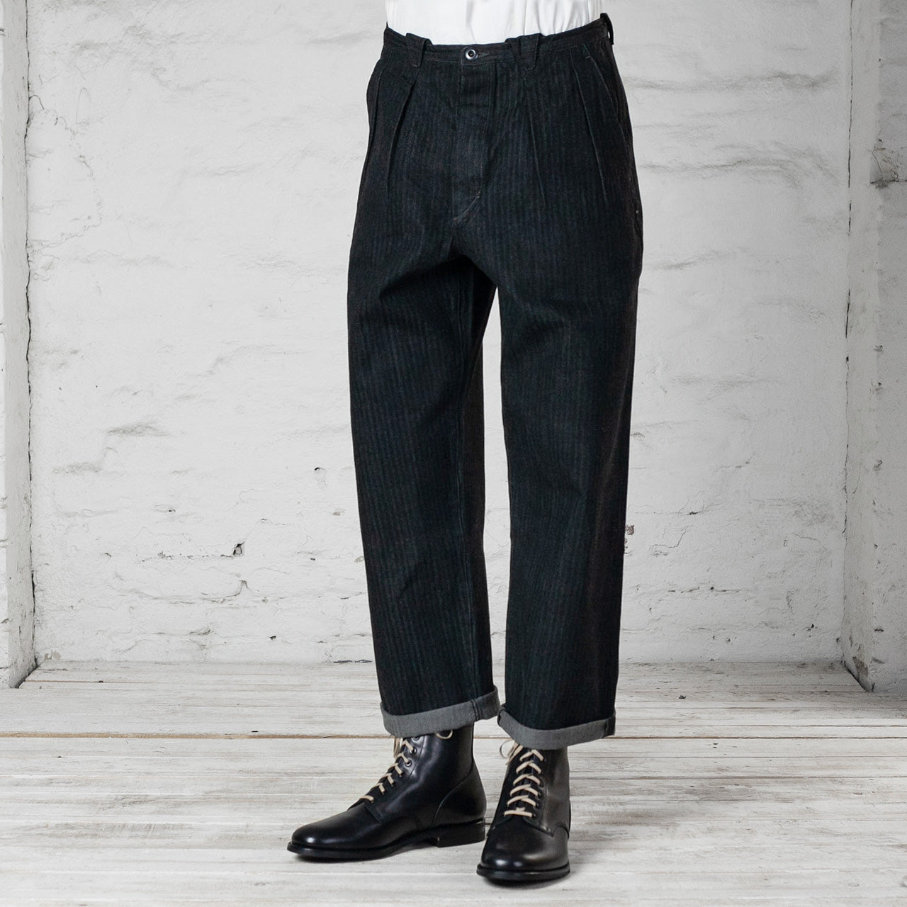 black denim dress pants studio pant