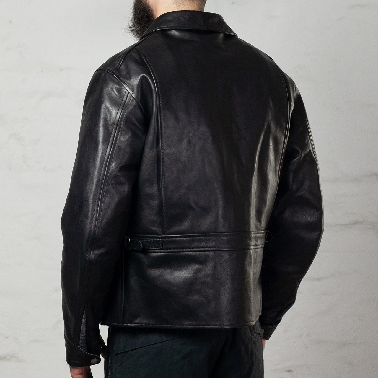 Sidcot Jacke Pferdeleder Schwarz