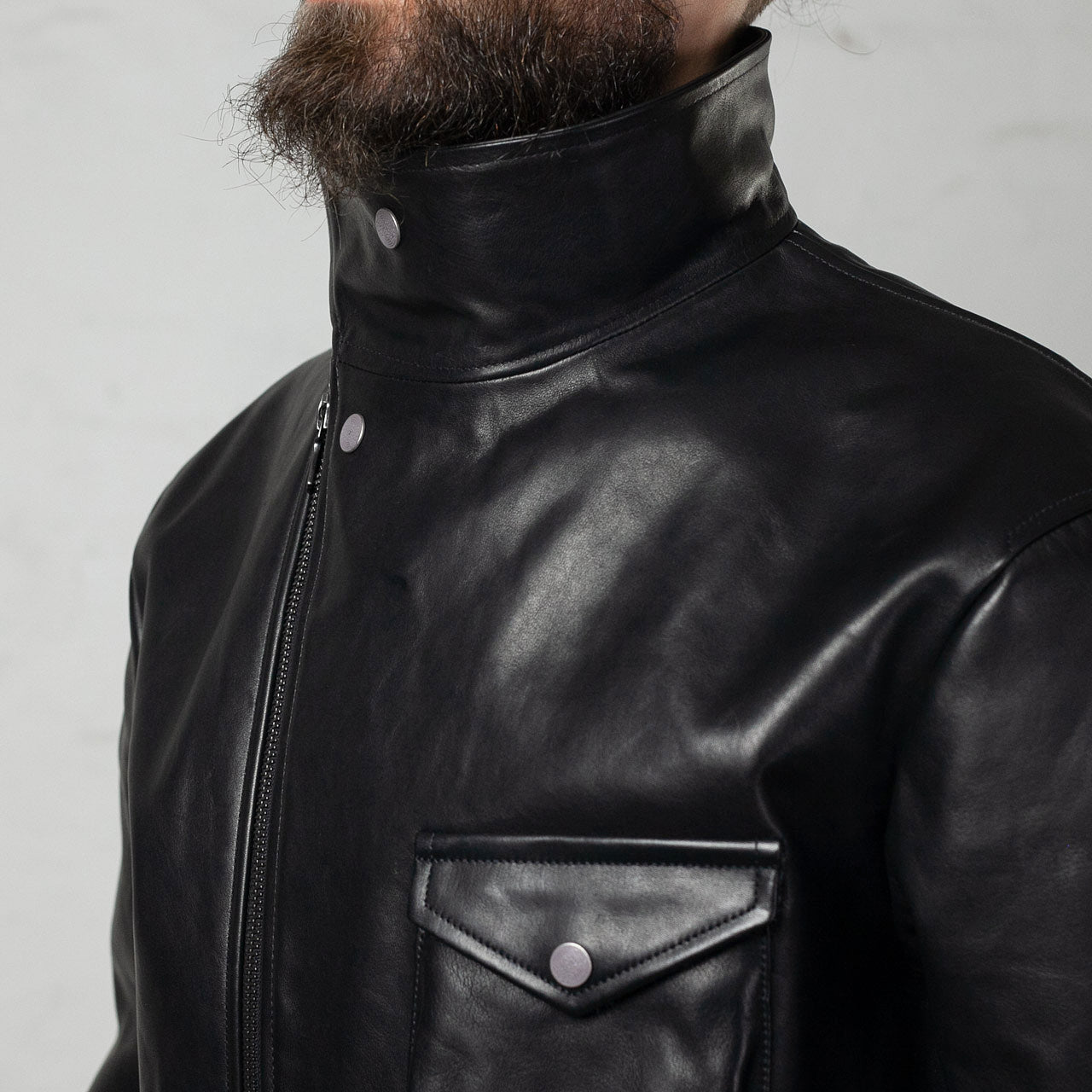 Sidcot Jacke Pferdeleder Schwarz