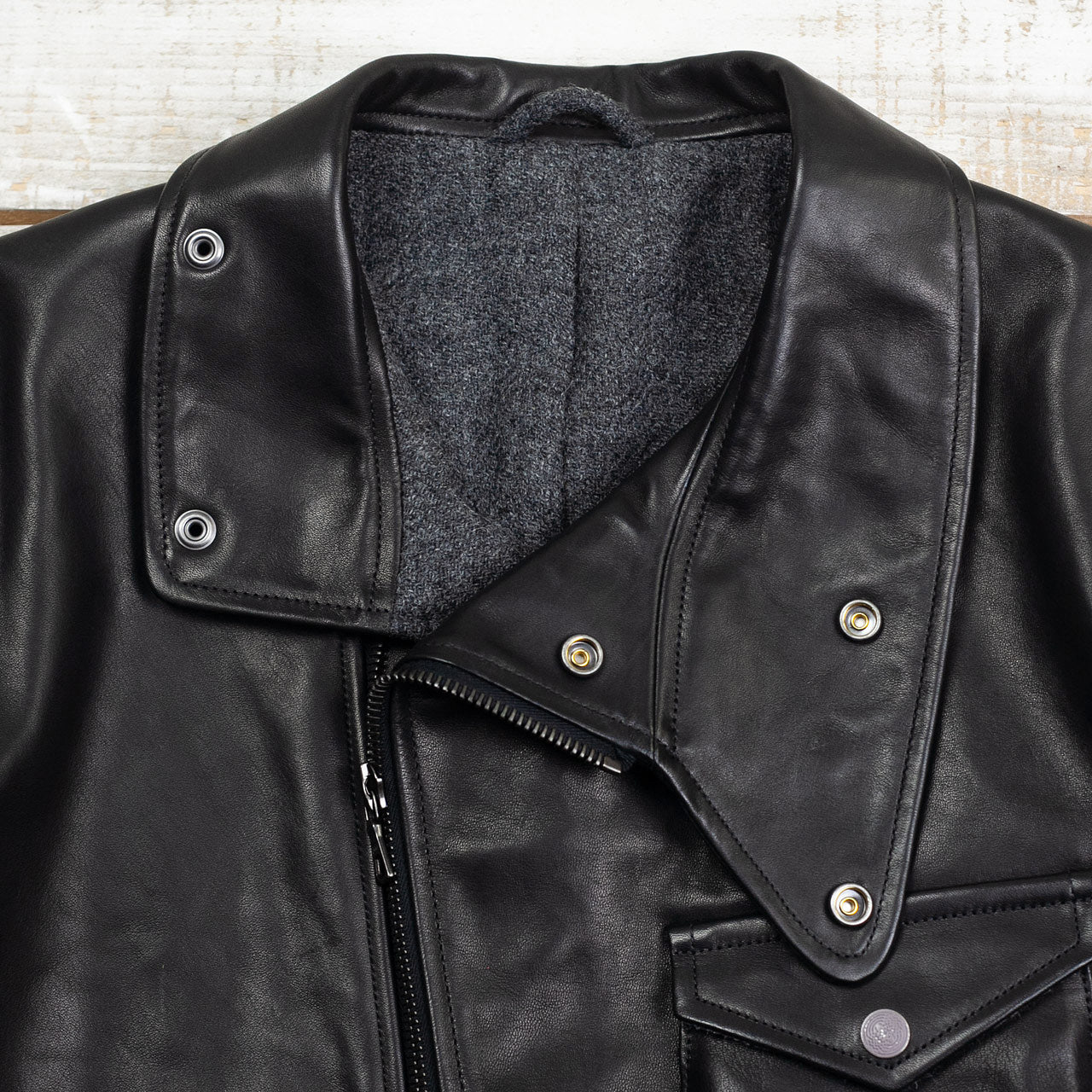 Sidcot Jacke Pferdeleder Schwarz