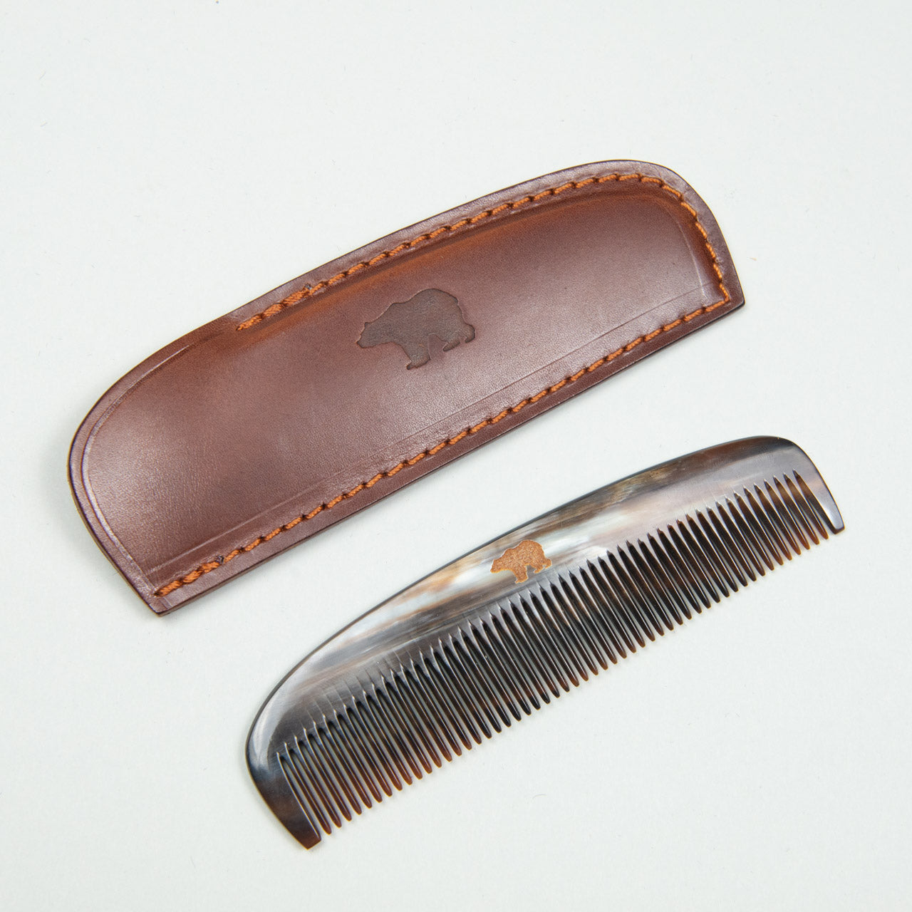 Hornkamm mit Etui Braun