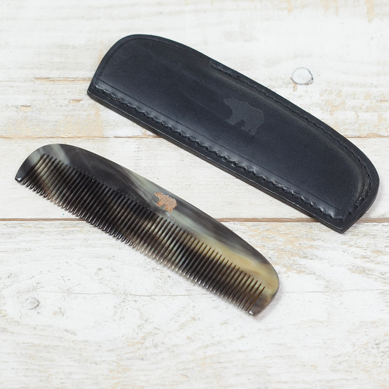 Hornkamm mit Etui Schwarz