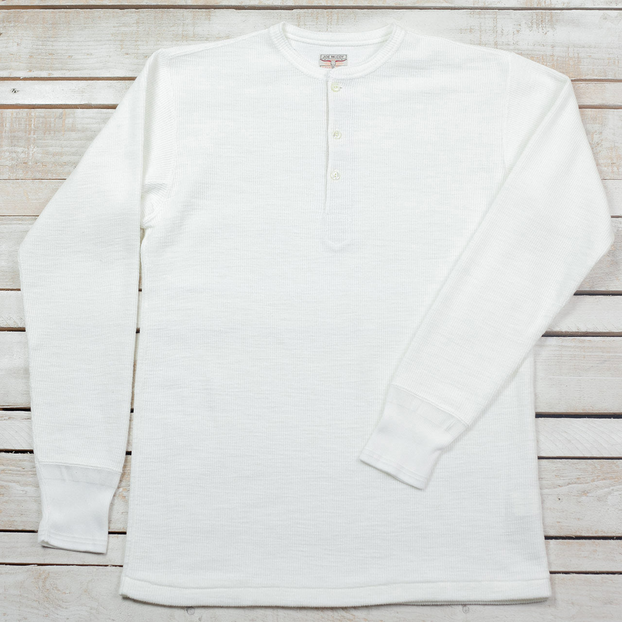 Cardigan Stitch Henley Shirt Weiß
