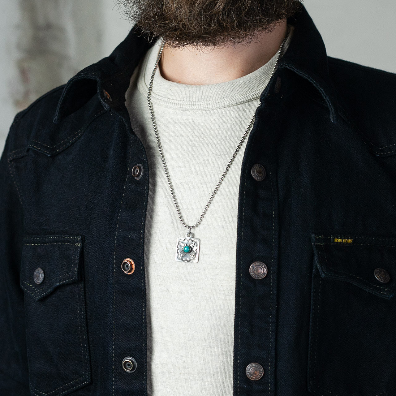 Dog Tag Pendant Crossed Arrow Turquoise Silber
