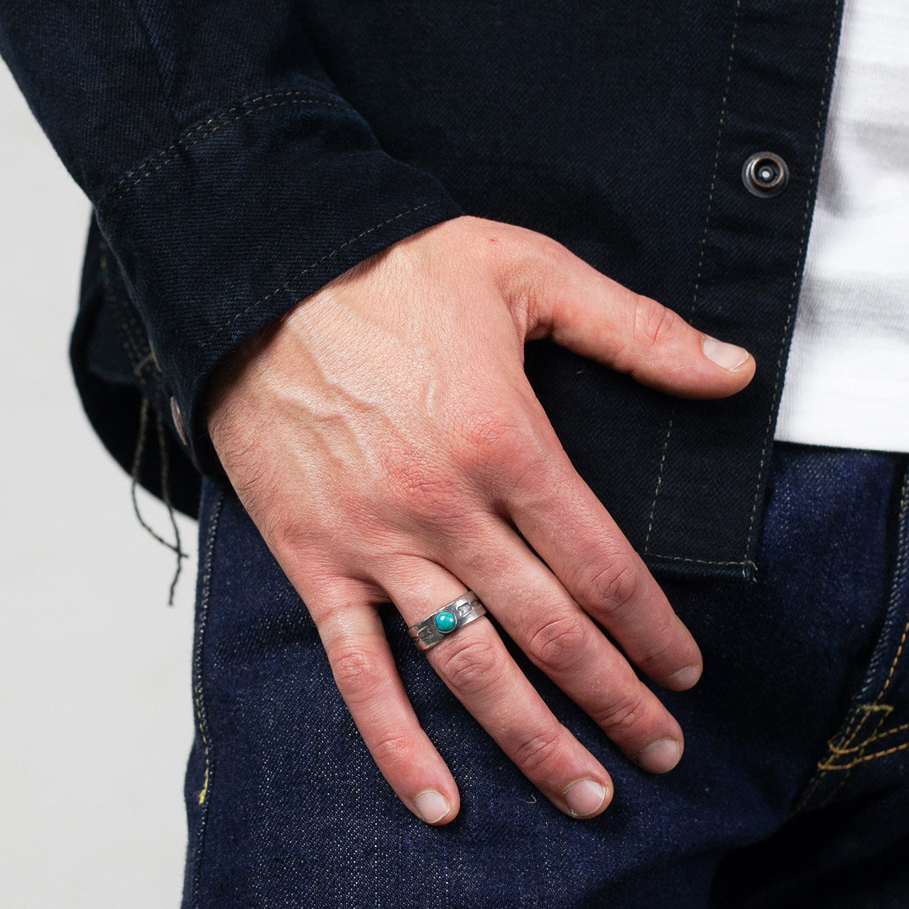 Double Arrow Ring Turquoise Silber