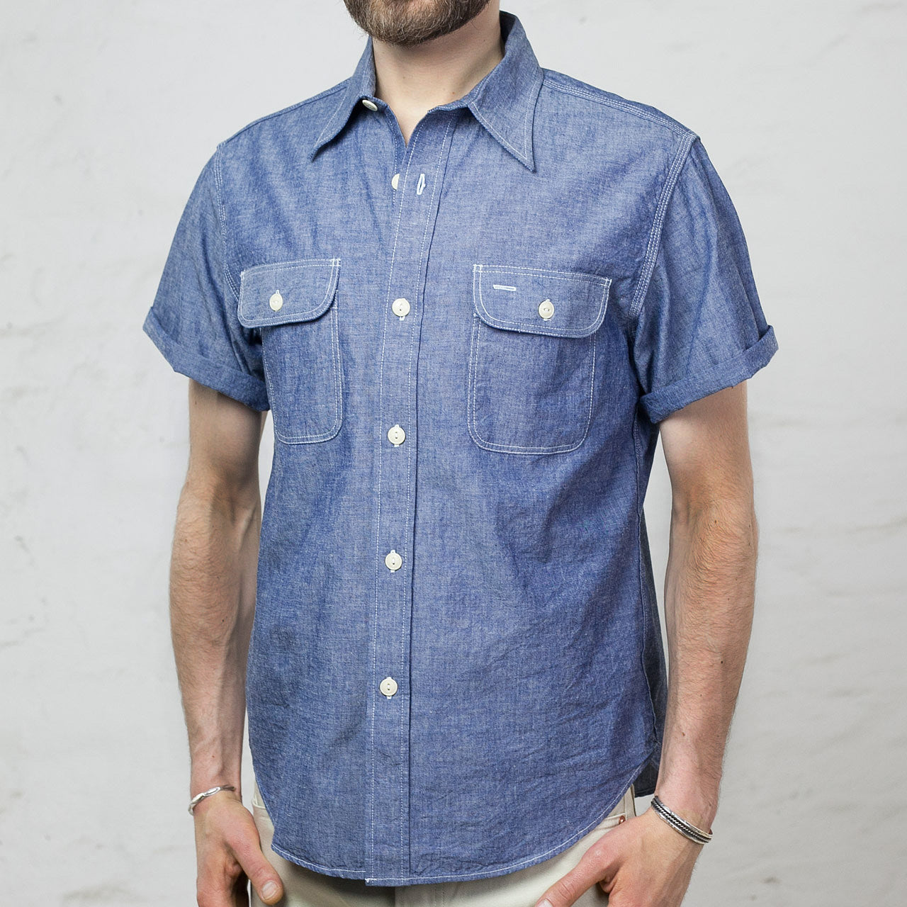 SC37941 Chambray Work S/S Shirt Indigo