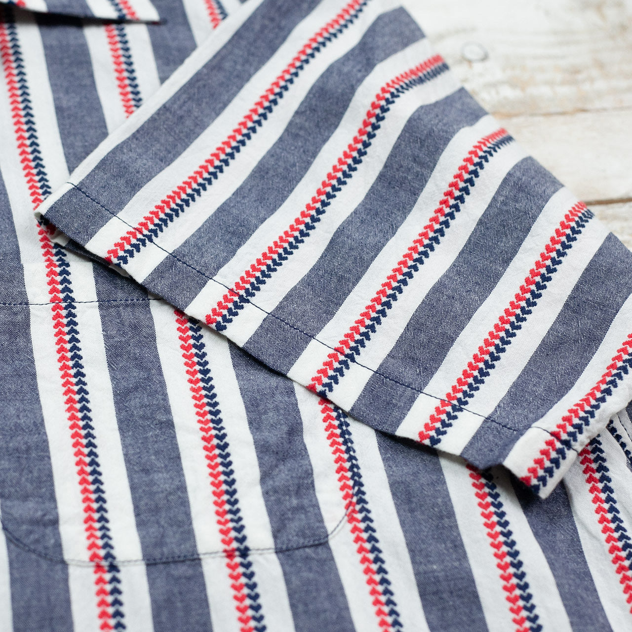 SC39119 Heart Stripe Open Shirt Navy