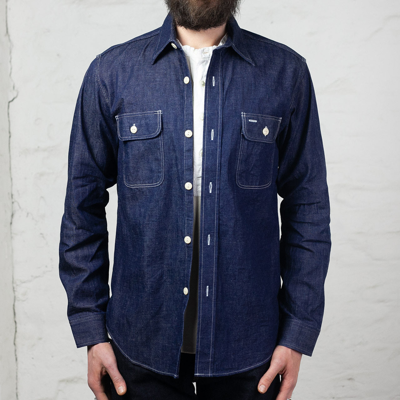SC27852 Blue Denim L/S Work Shirt Indigo