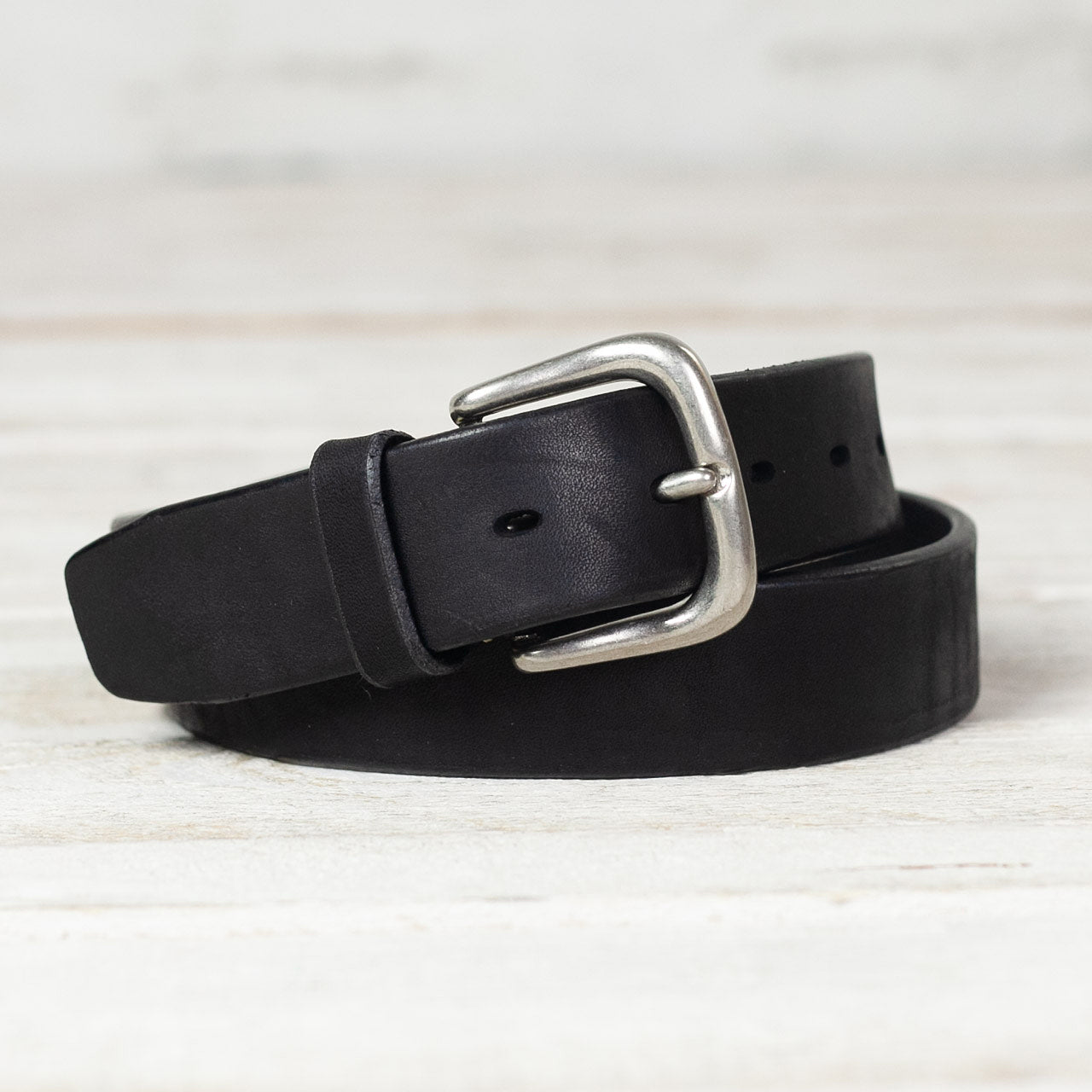 JOE McCOY Bend Leather Belt Schwarz