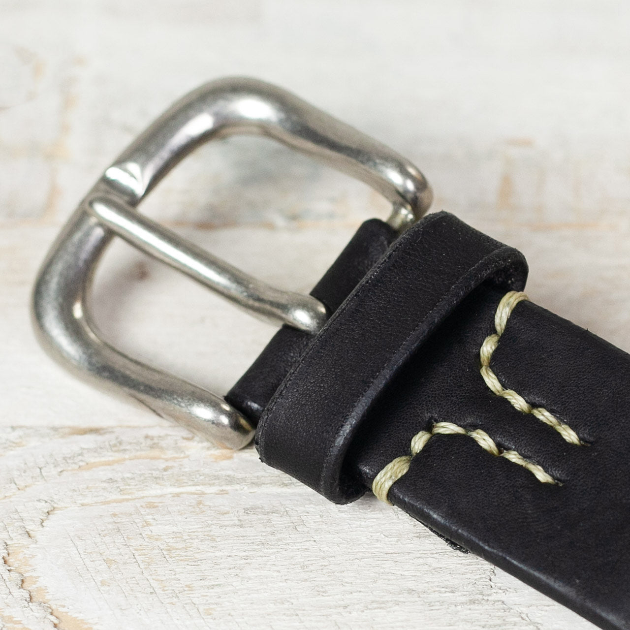 JOE McCOY Bend Leather Belt Schwarz