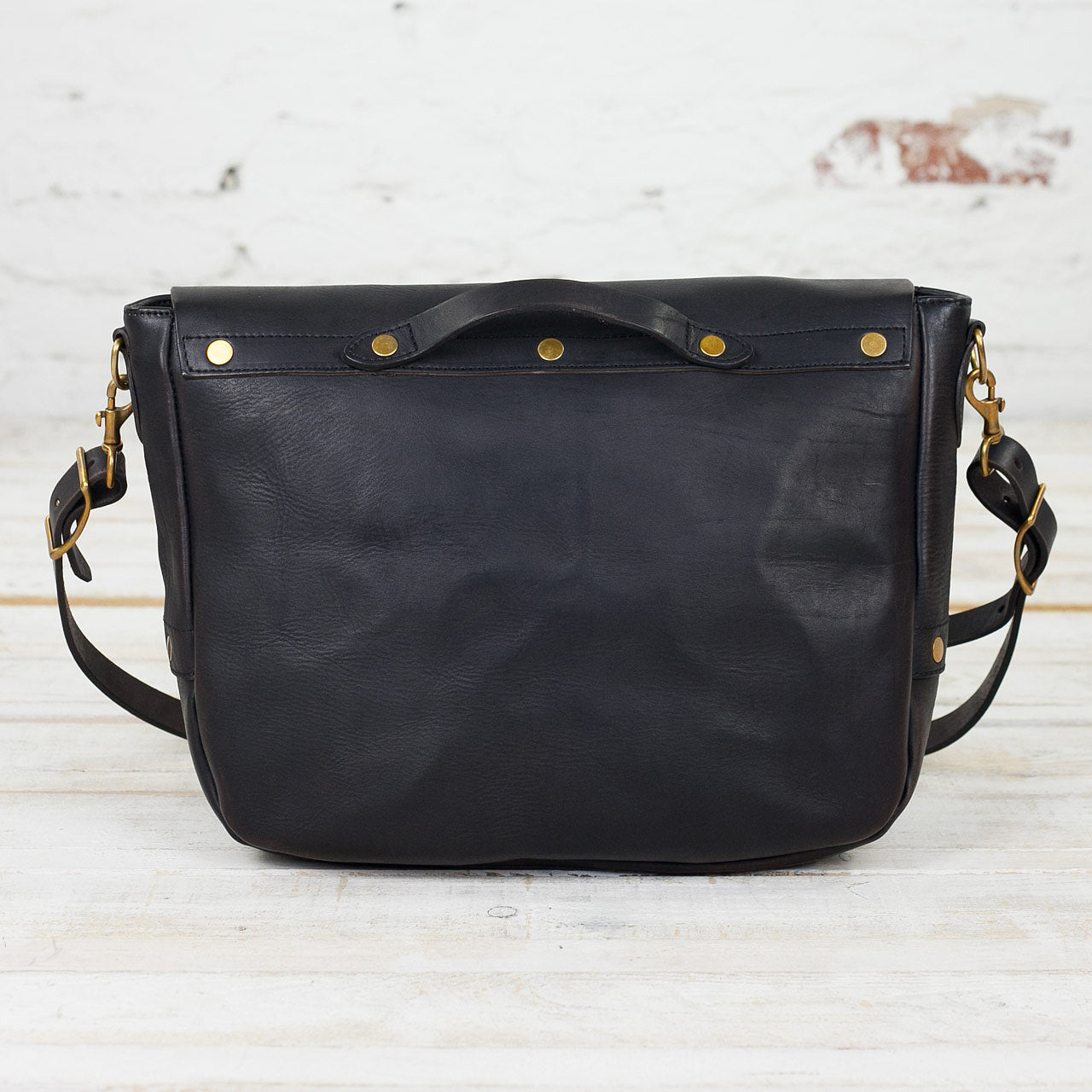 Leder Postman Bag U.S Mail Schwarz