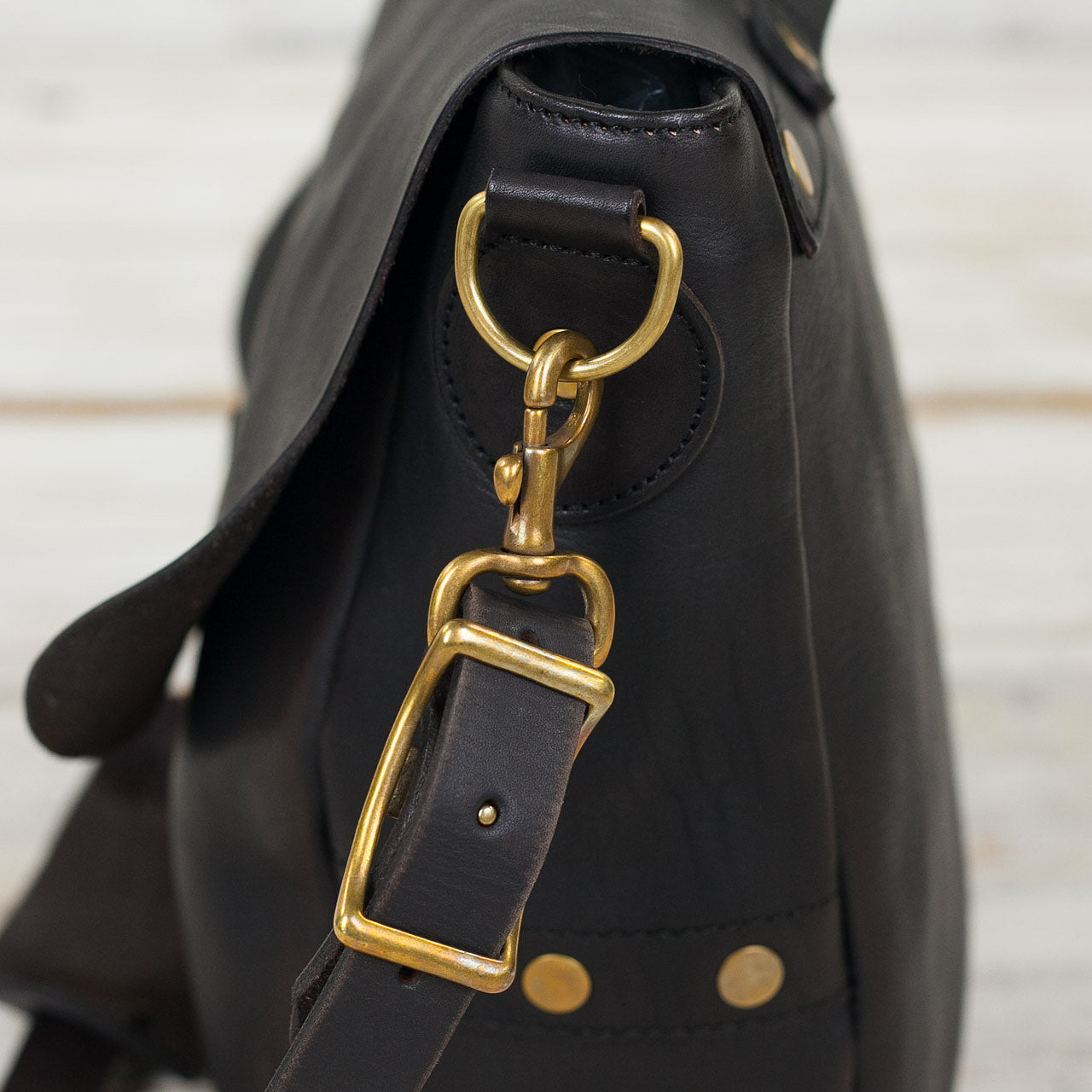 Leder Postman Bag U.S Mail Schwarz