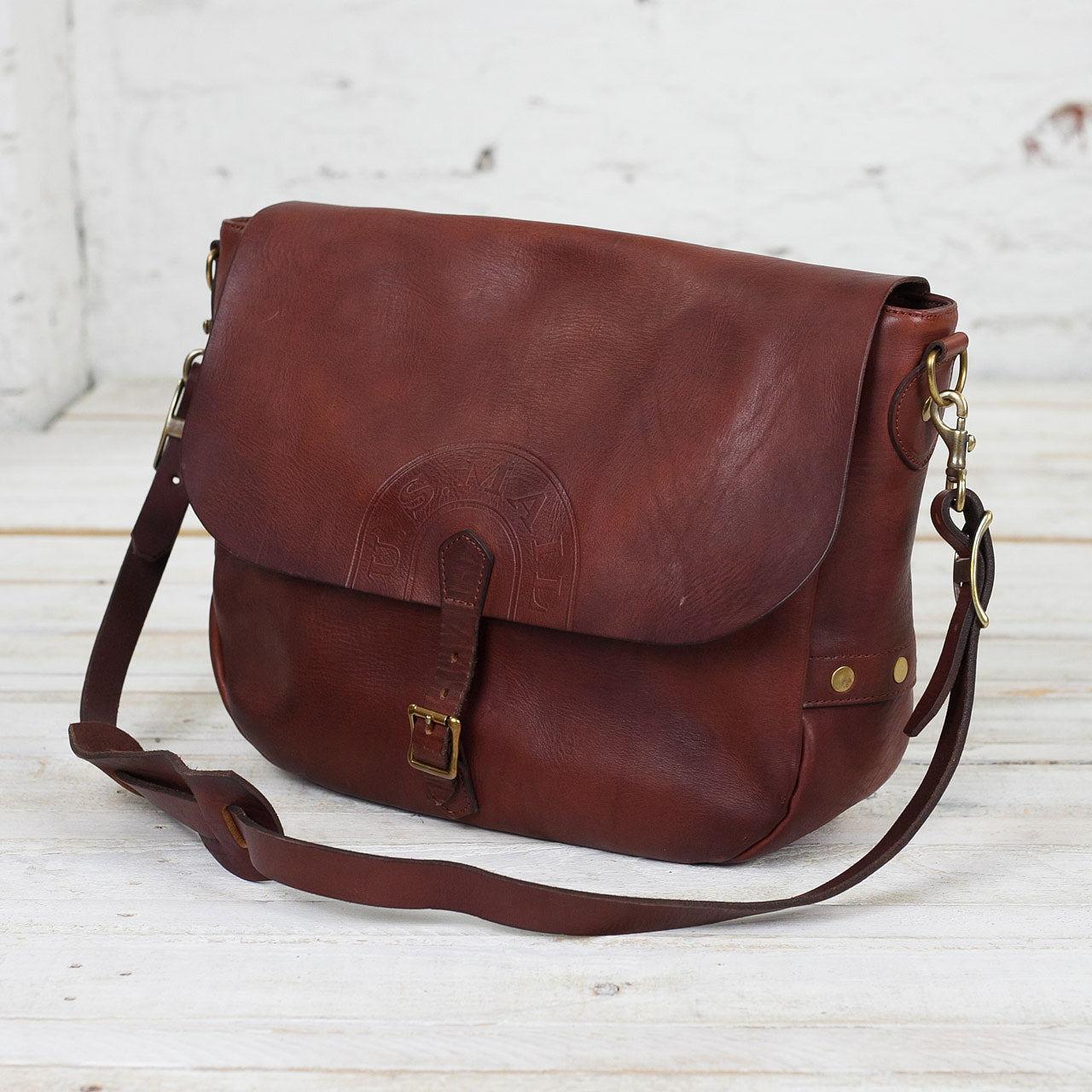 Leder Postman Bag U.S Mail Braun