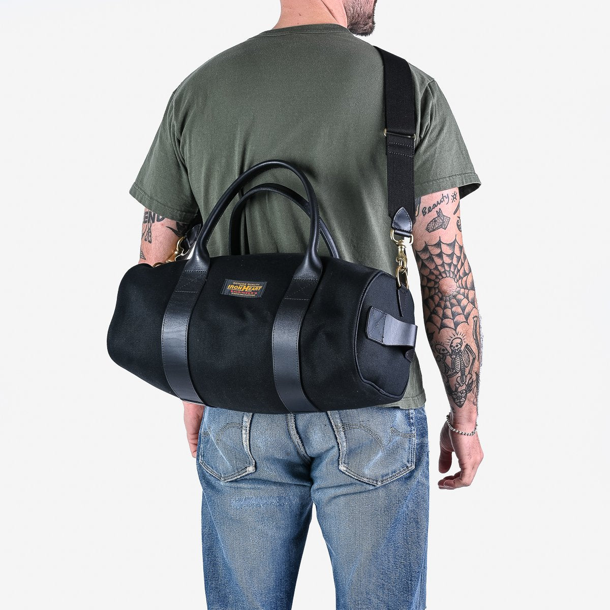 IHE-24 21oz Denim Buttero Leather Holdall Superblack