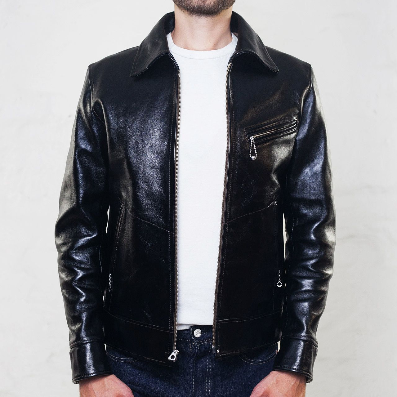 Pferdelederjacke „Hugging The Curve“ Schwarz