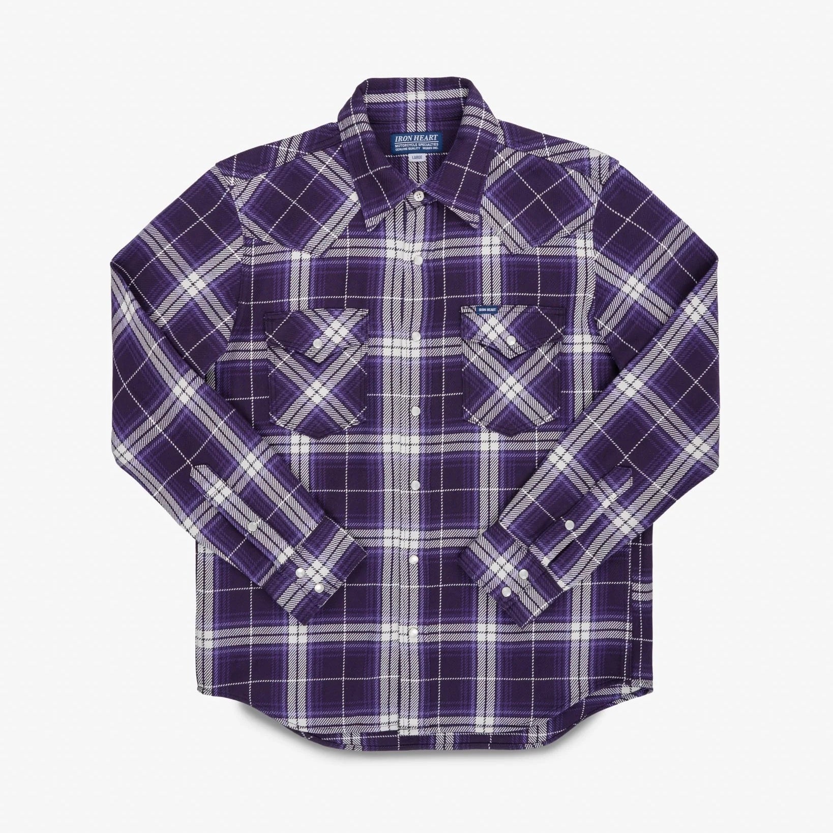 IHSH-439-PUR Chemise Western à carreaux en flanelle selvedge 9 oz. violette