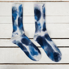 Scatter Dye Crew Socks Blue