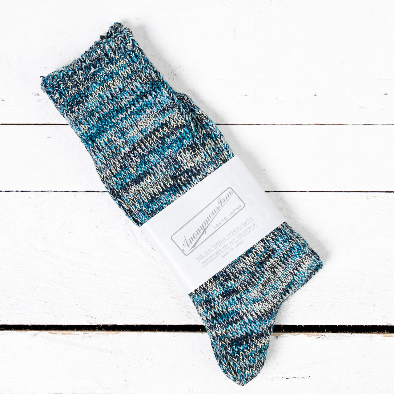 5 Color Mix Crew Socks Indigo