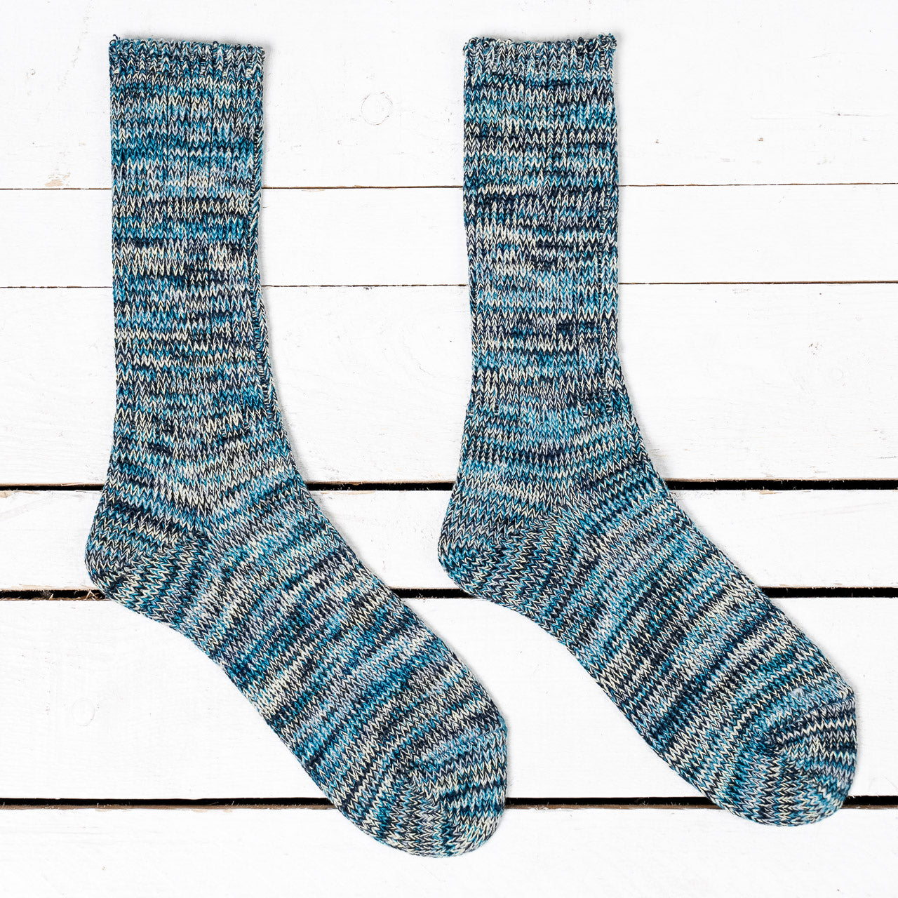 5 Color Mix Crew Socks Indigo