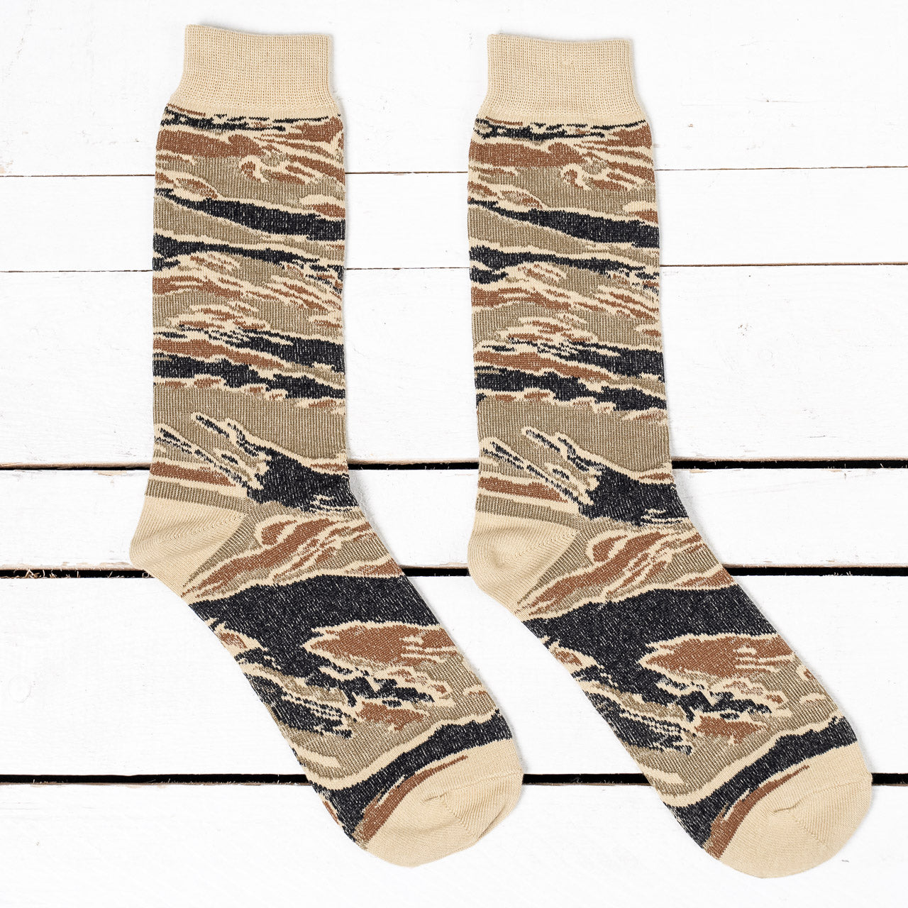 Camo Crew Socks Beige