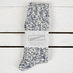 Light Weight Slub Crew Socks Navy