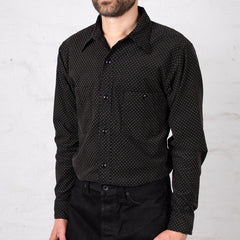 21W Micro Cord Pin Dot Open Pocket Work Shirt, Black