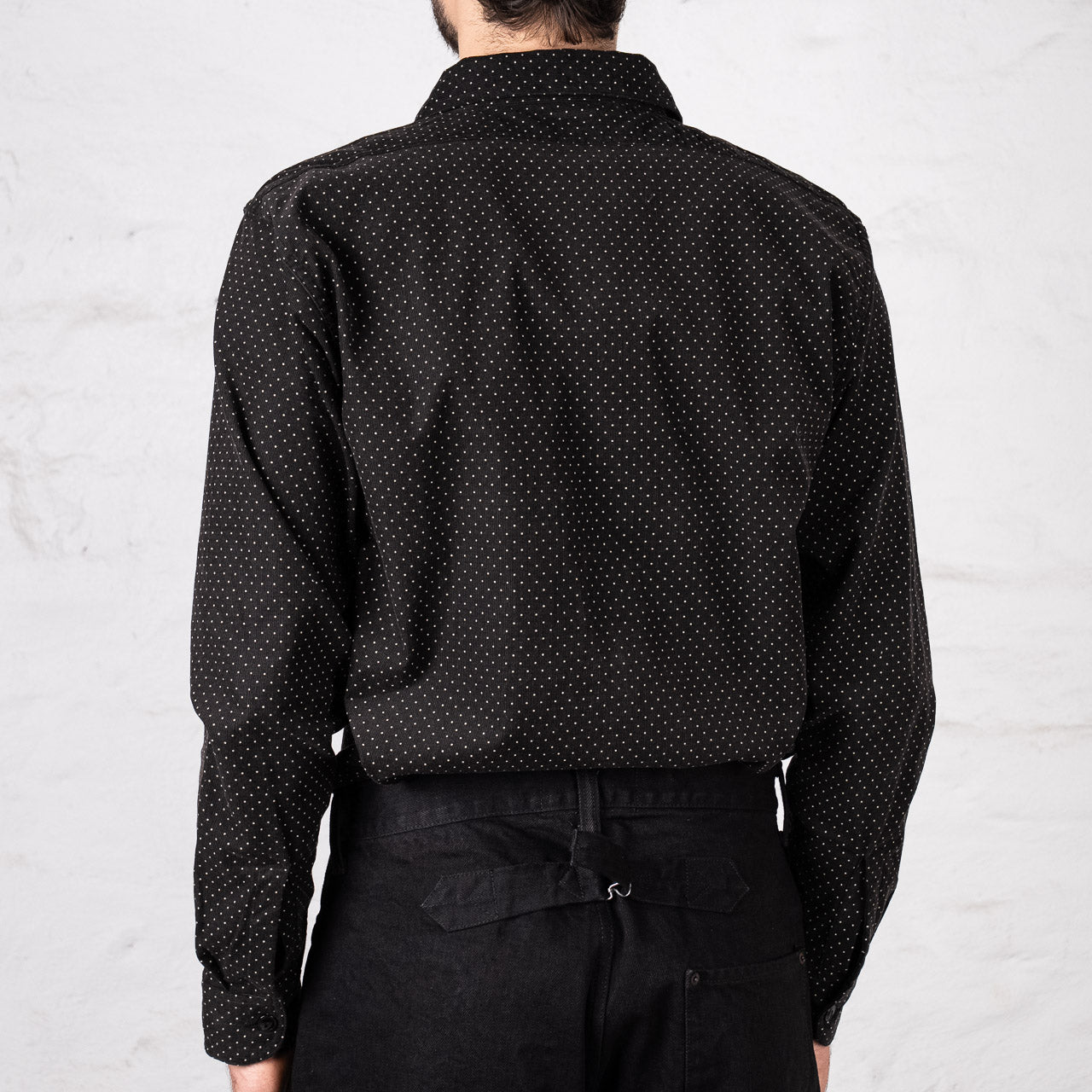21W Micro Cord Pin Dot Open Pocket Work Shirt, Black