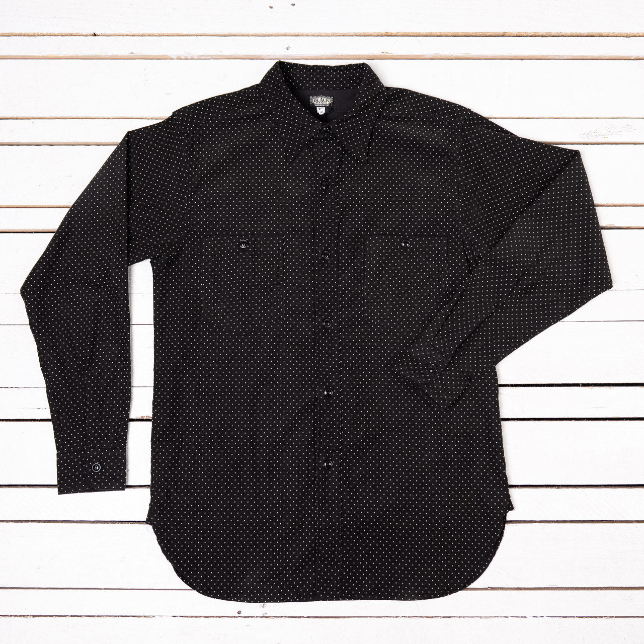21W Micro Cord Pin Dot Open Pocket Work Shirt, Black
