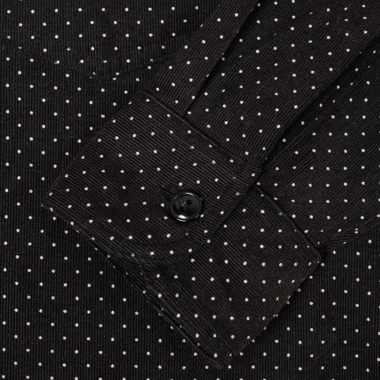 21W Micro Cord Pin Dot Open Pocket Work Shirt, Black
