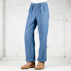 1940s Two Tack Chambray Trousers Marin Blue