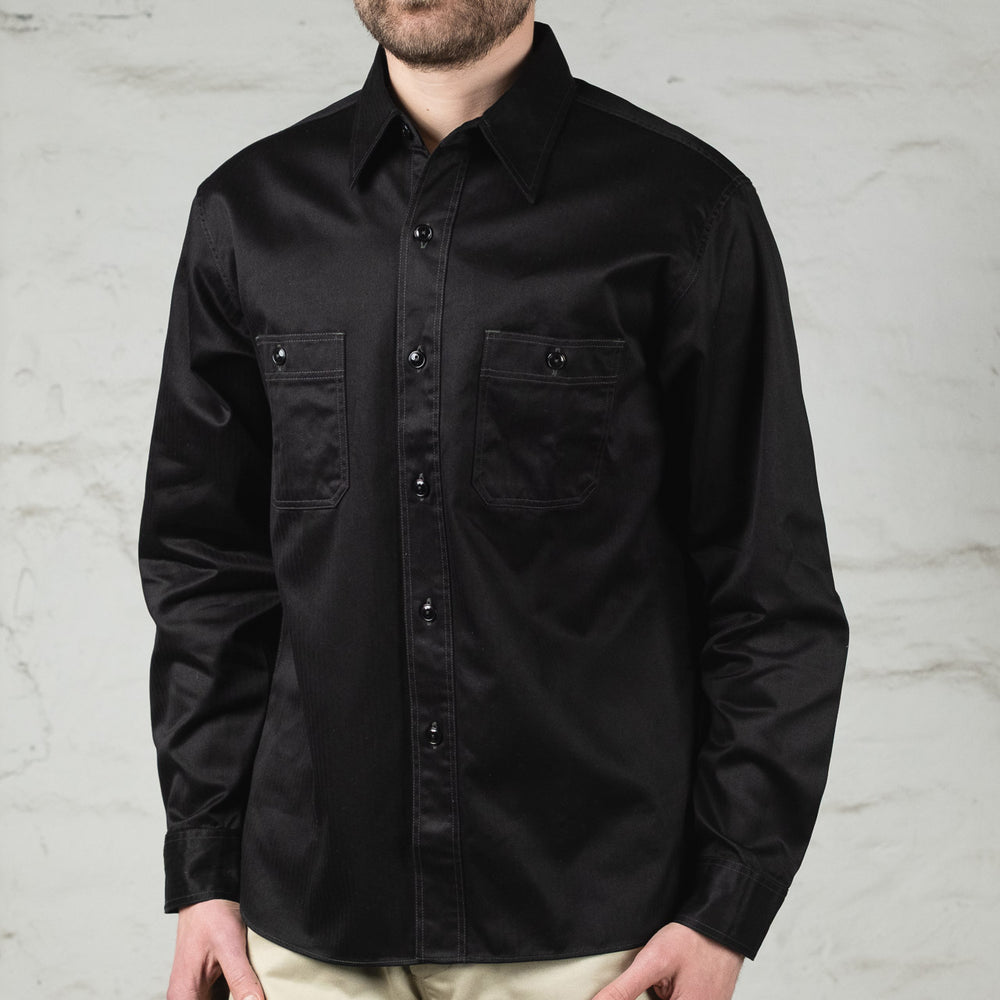 Chemise de travail à chevrons noire