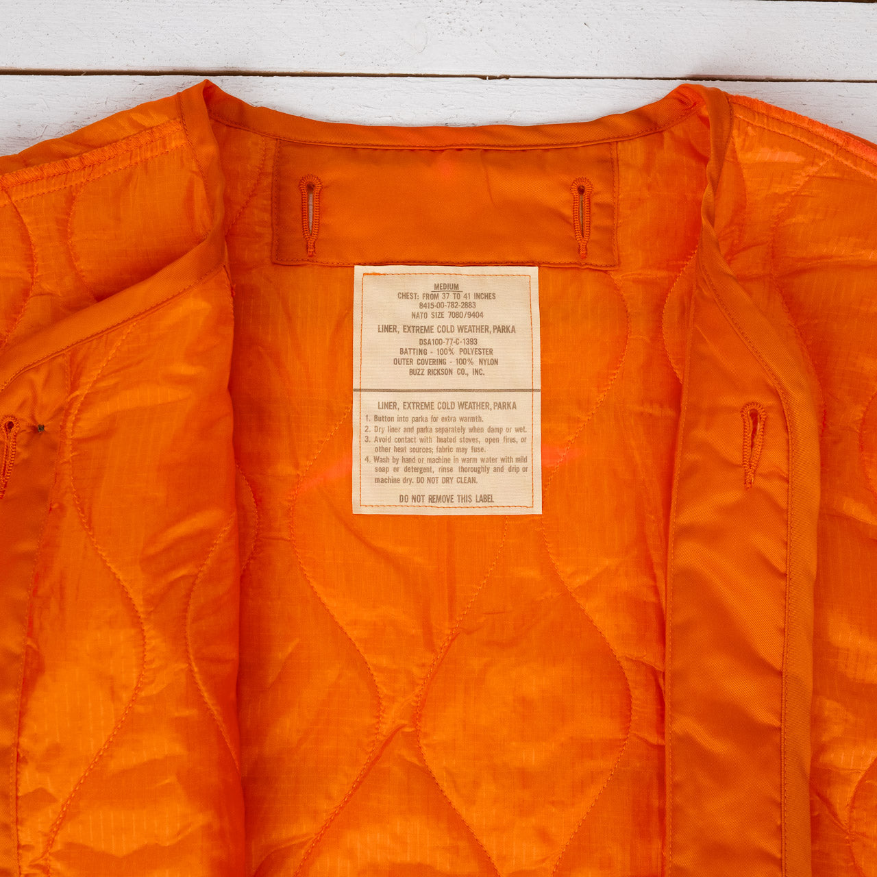 Liner, Extreme Cold Weather Parka Orange