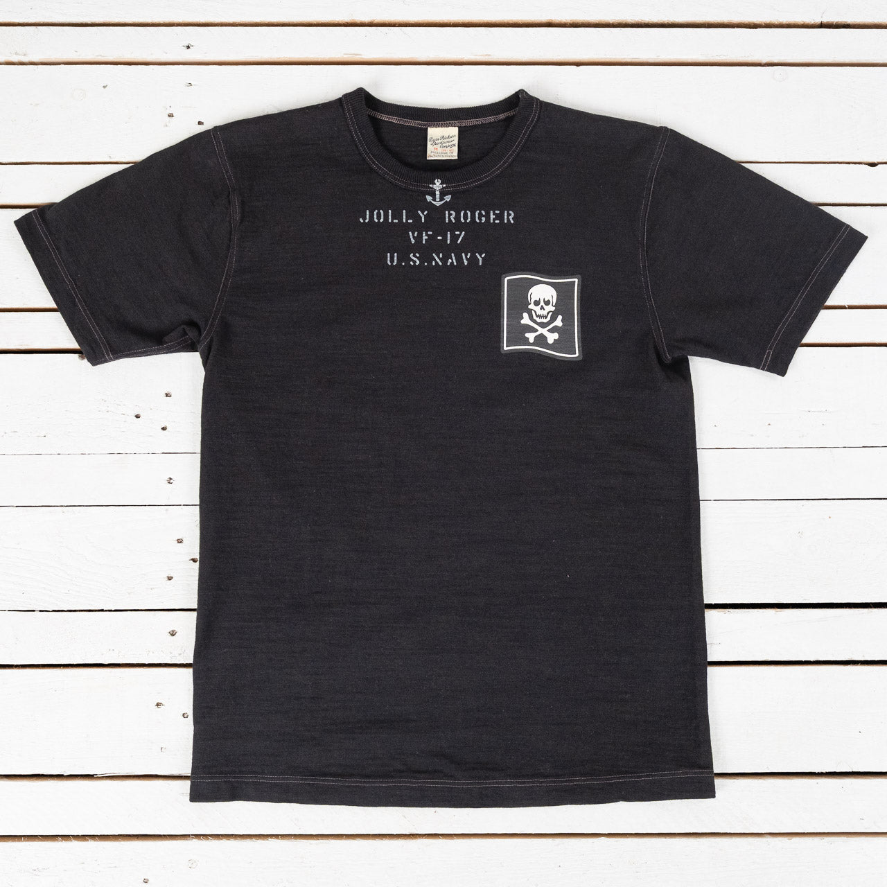 Slub Yarn T-Shirt VF-17 Jolly Roger Schwarz