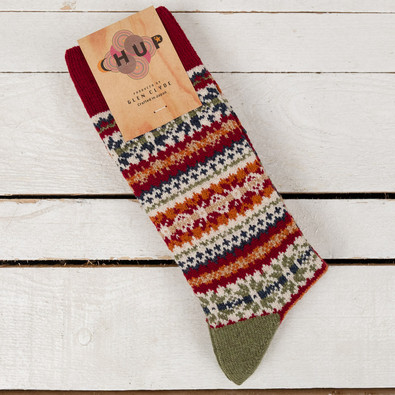 Fair Snow Wool Crimson Socks