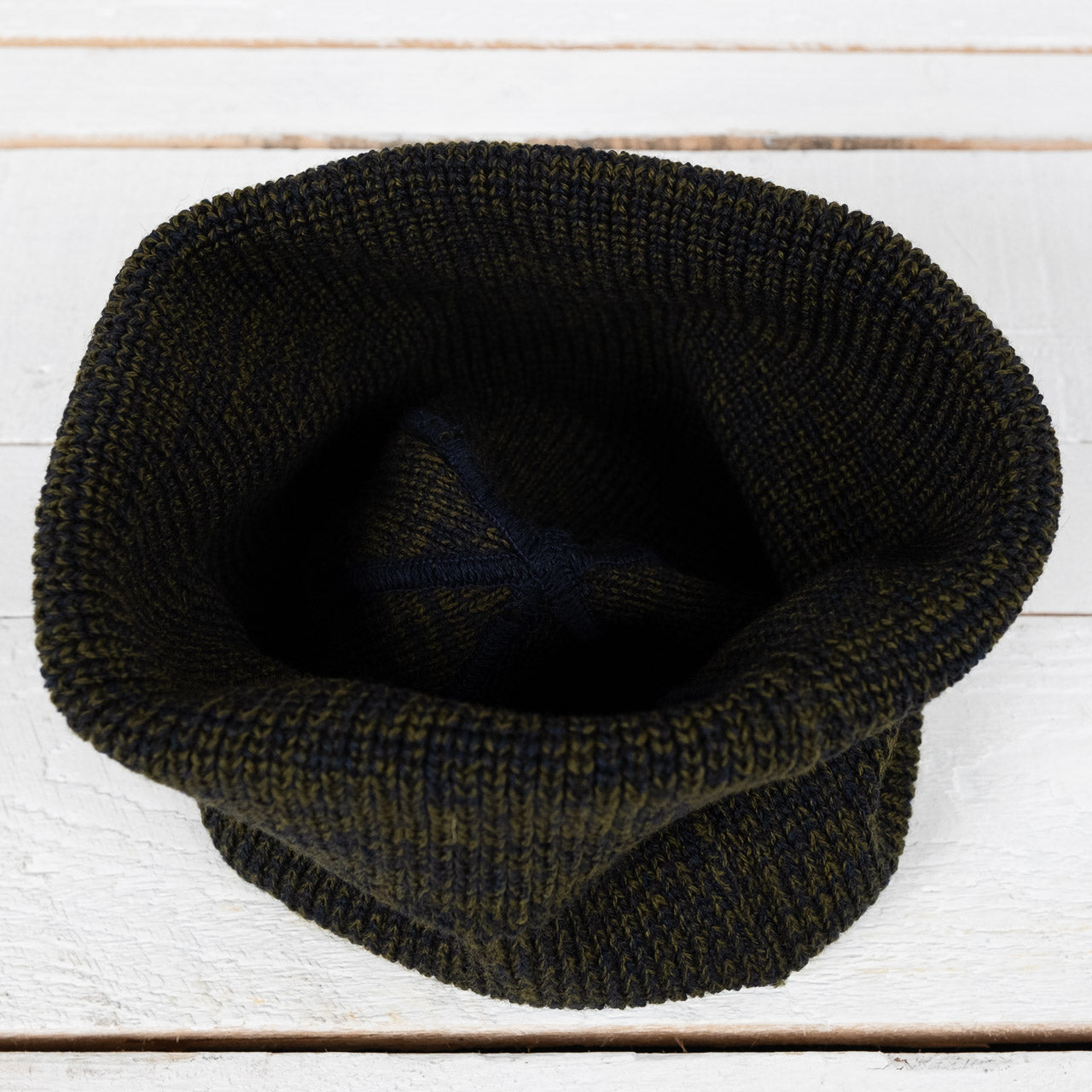 Wool Knit Watch Cap Olive / Navy