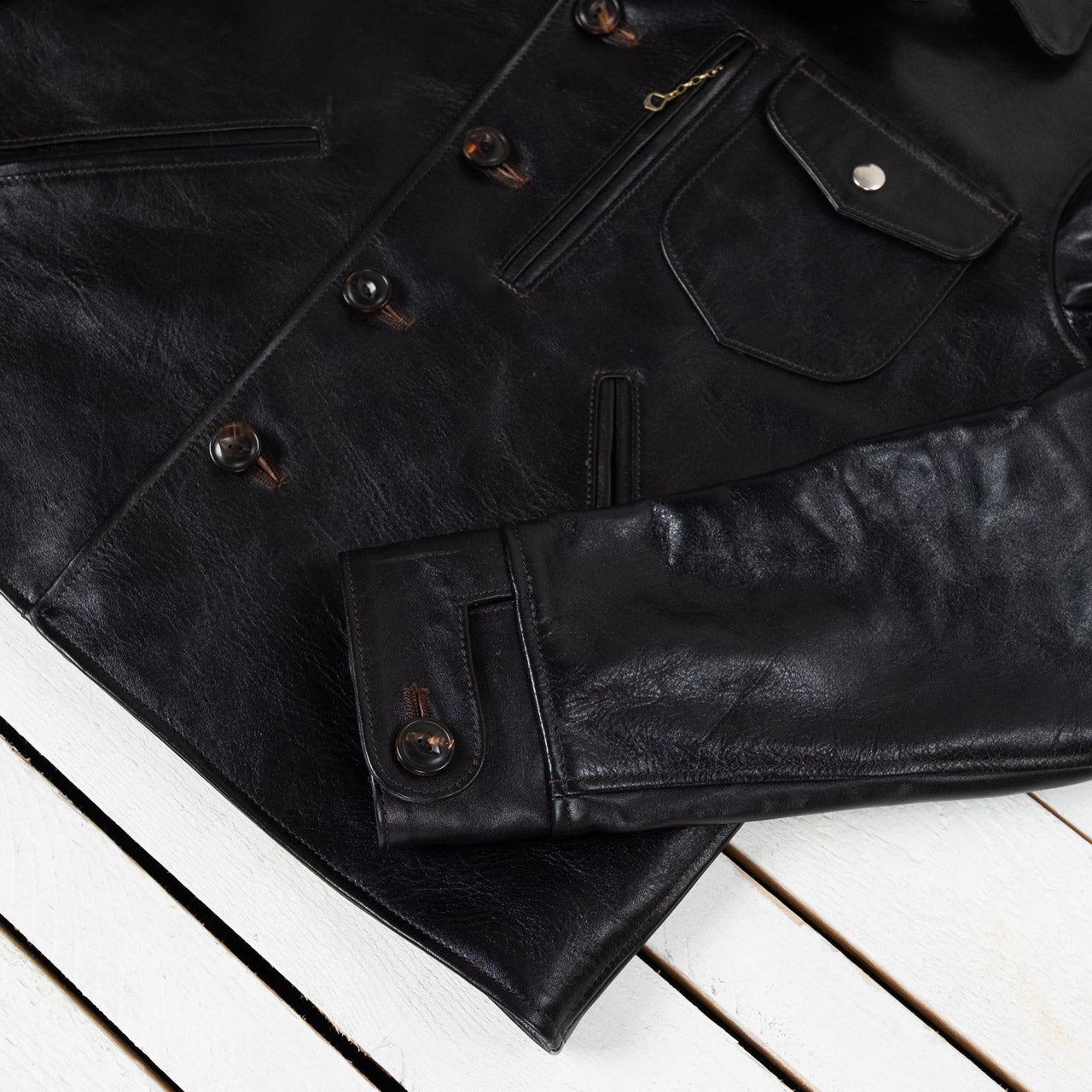 Pferdelederjacke "Helix Rider Unus" Schwarz