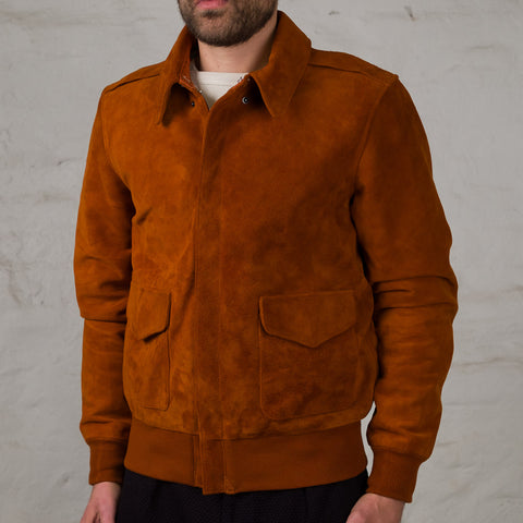 Suede Horsehide A-2 Flight Jacket Suede Brown