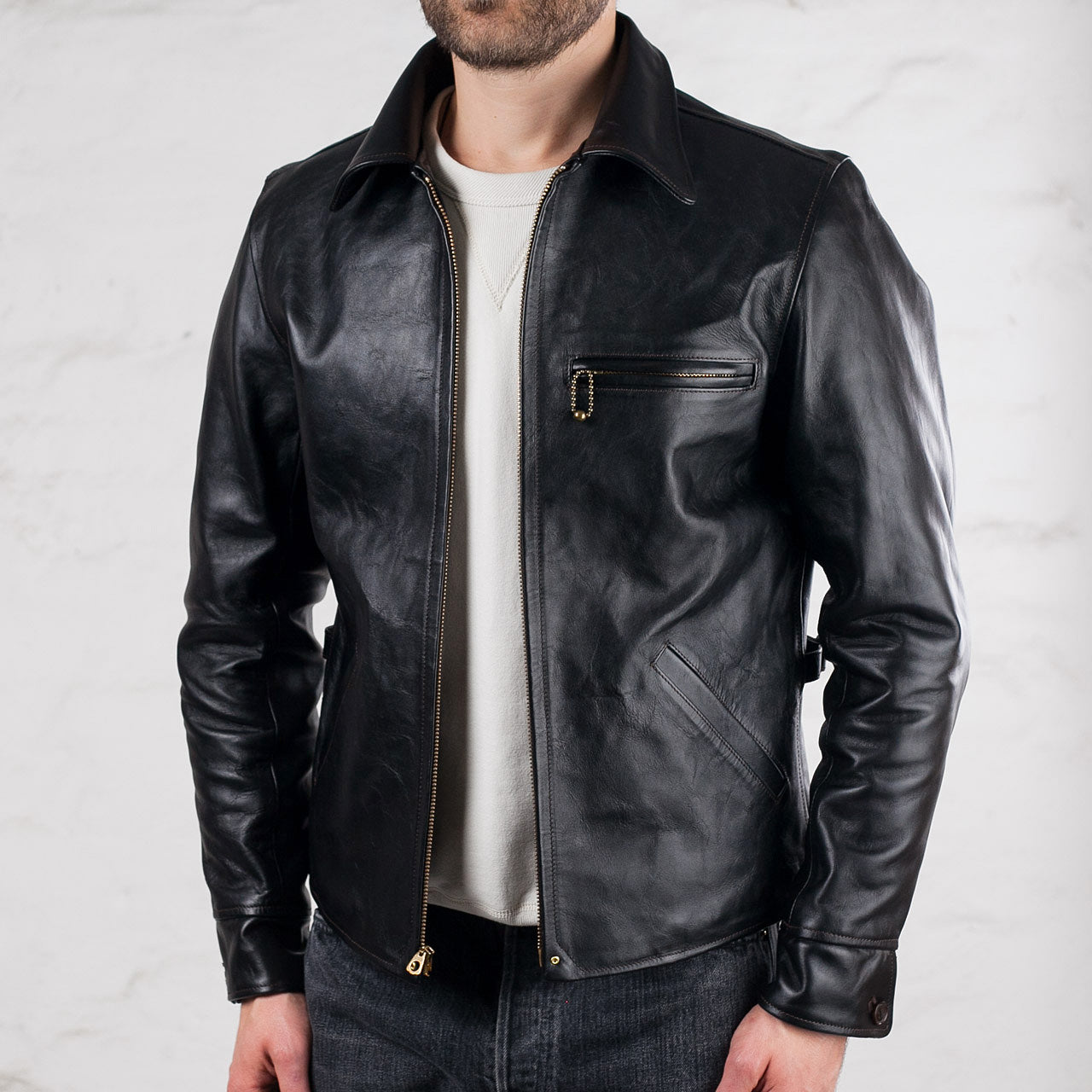 Pferdelederjacke "Classic 1930s" Schwarz