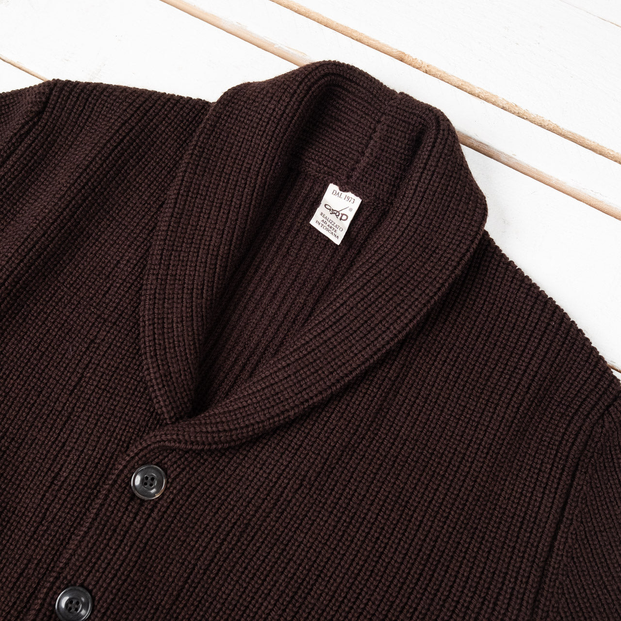 Shawl Collar Cardigan Merino Knit Brown