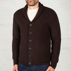 Shawl Collar Cardigan Merino Knit Brown